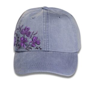 Clovers Purple Embroidered Cap Cotton Handmade